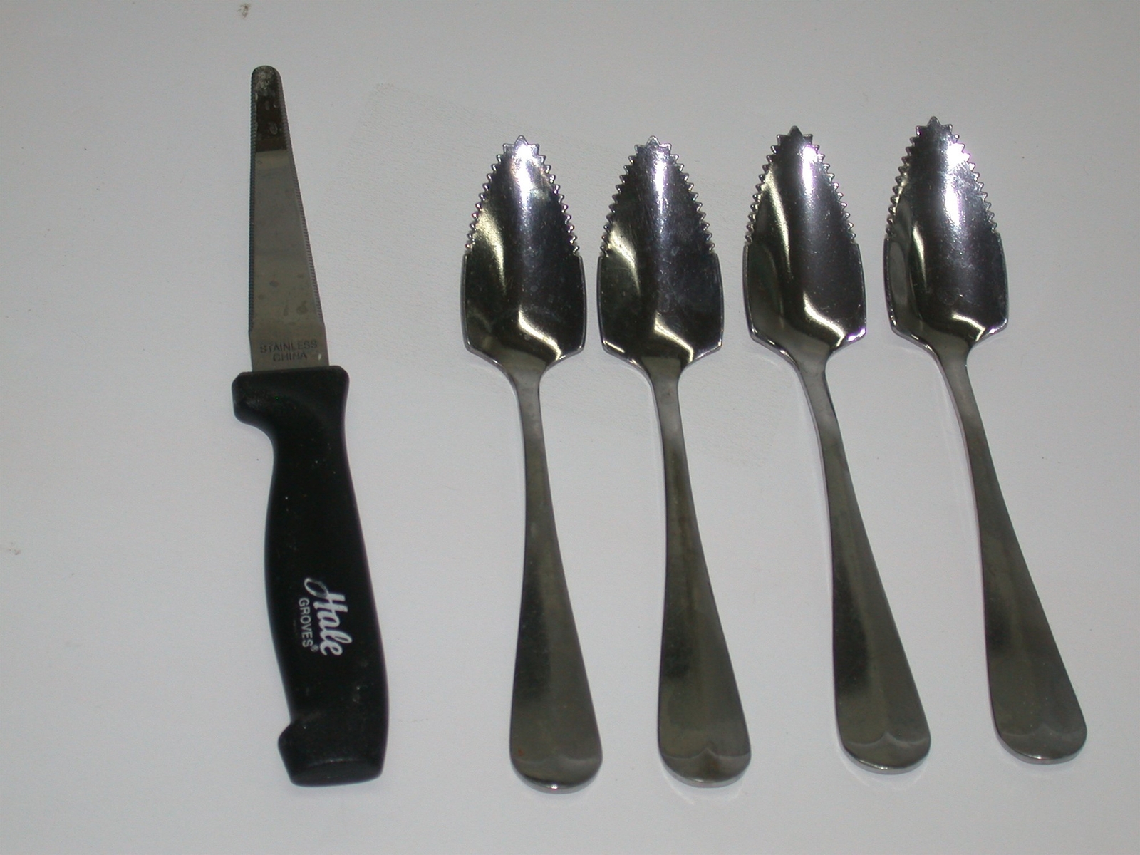 5 Pcs Enjoy Grapefruit Spoons & Serrated Grapefruit Knife ~ Stainless Steel