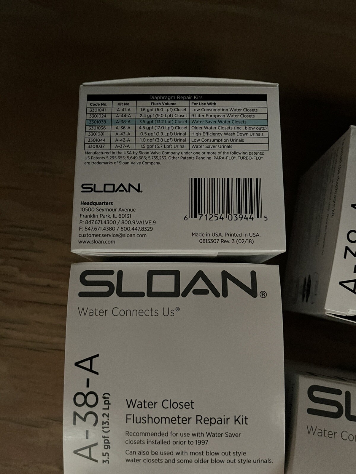 Sloan A38A 4pack Toilet Diaphragm 3.5gpf.
