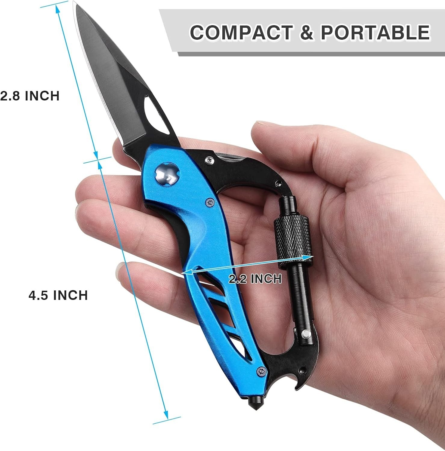 Durable Stainless Steel Multitool Carabiner - 6 Functions for Camping & Hiking