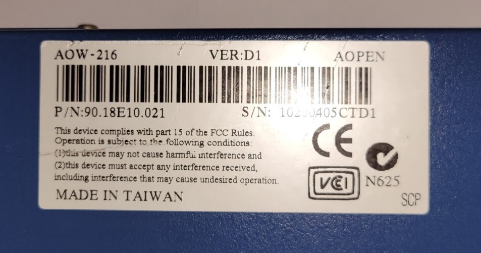 AOpen AOW-216U 16-Port 10/100 Fast Ethernet Switch