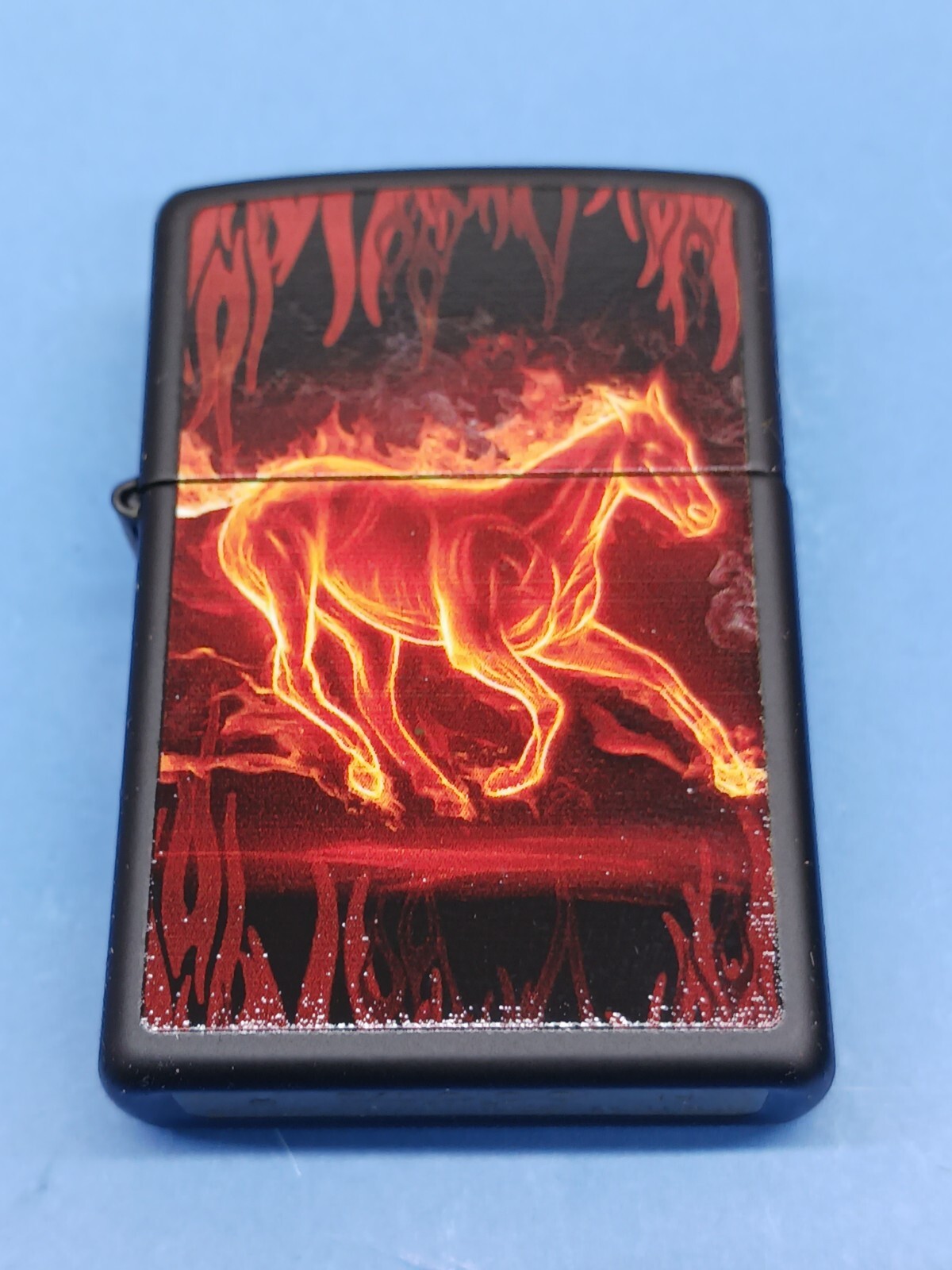 Zippo 28304 Black Matte Horse Flaming