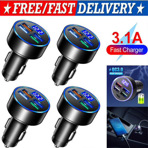 5 USB Port Super Fast Car Charger Adapter for iPhone Samsung Android Phone LOT