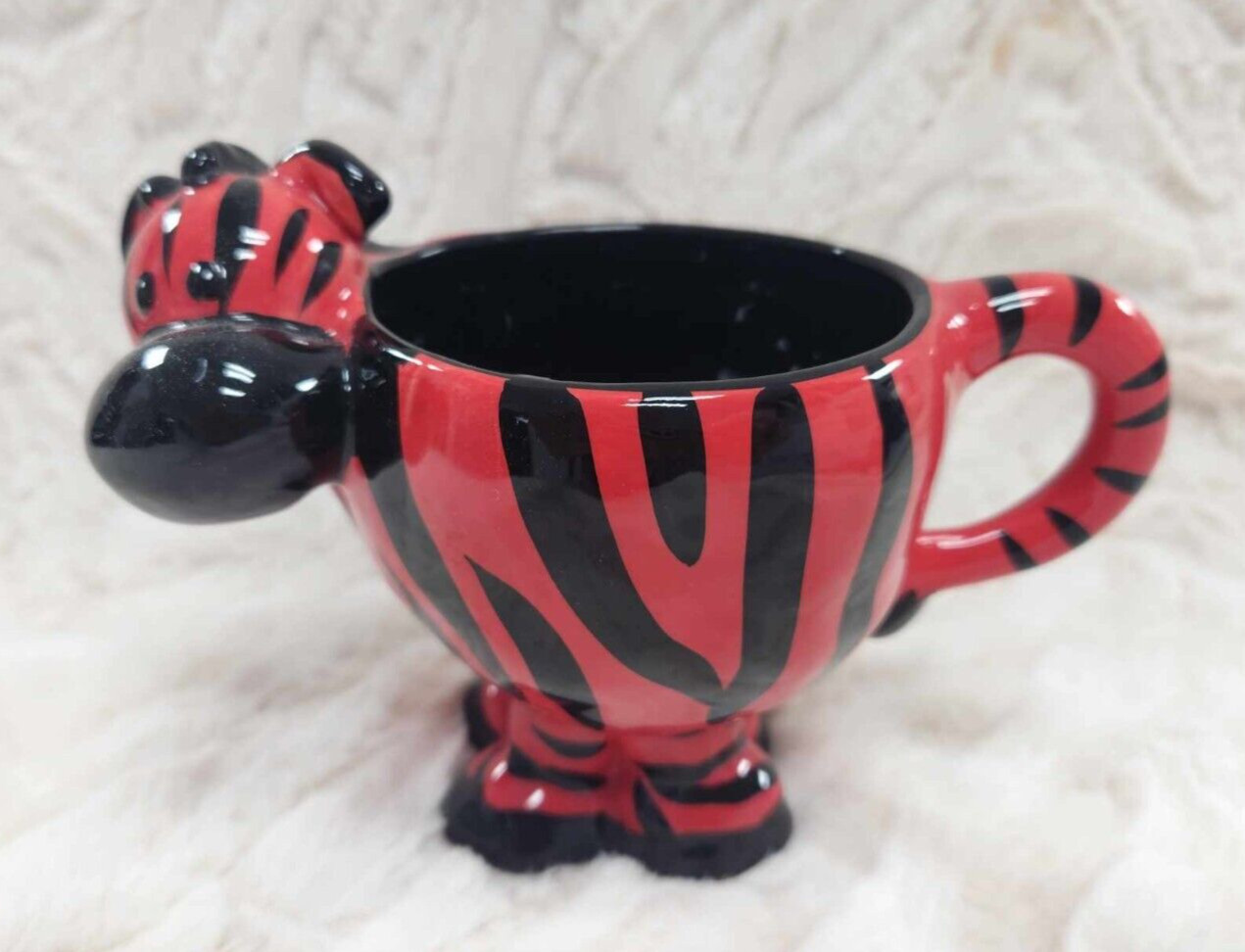 Whimsical Moo Cow Meets Zebra Red/Black Coffee Mug