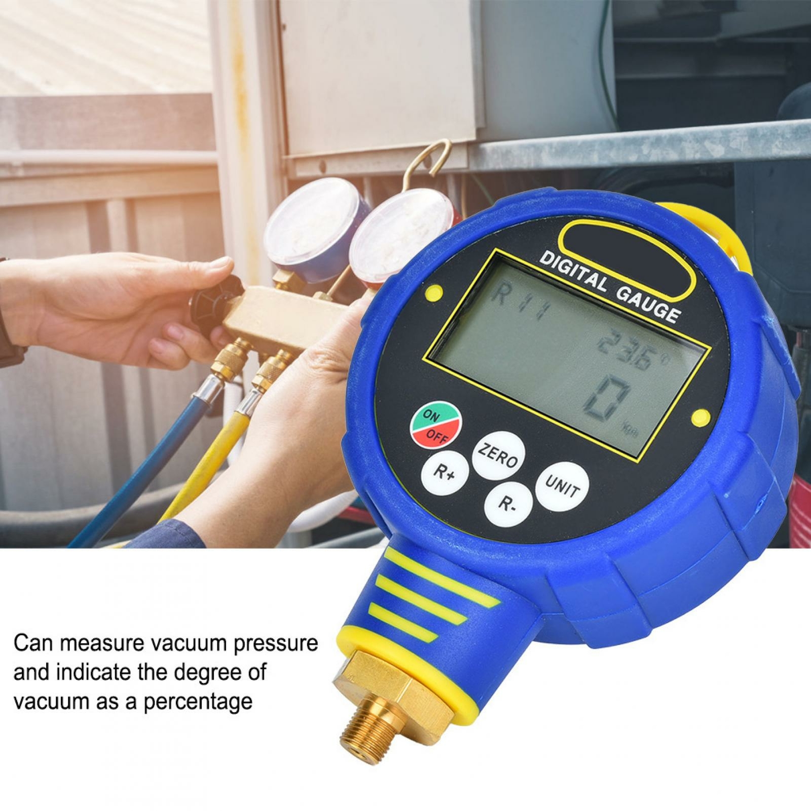 Air Tool Low Pressure LCD Digital Pressure Gauge Manifolds Refrigeration Gauge