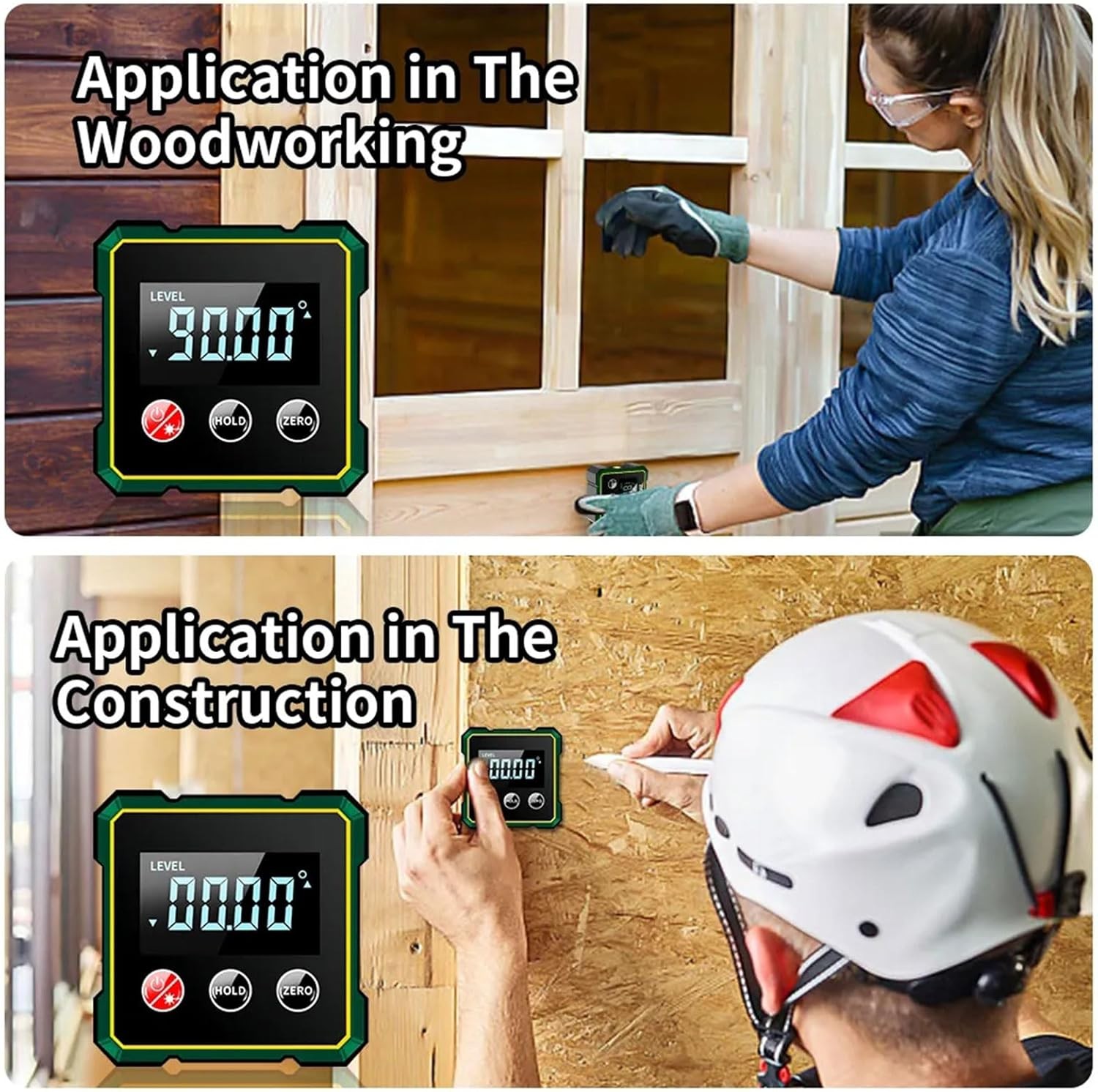 Digital Angle Finder with Electronic Laser Level,Inclinometer- 4-side Strong Mag