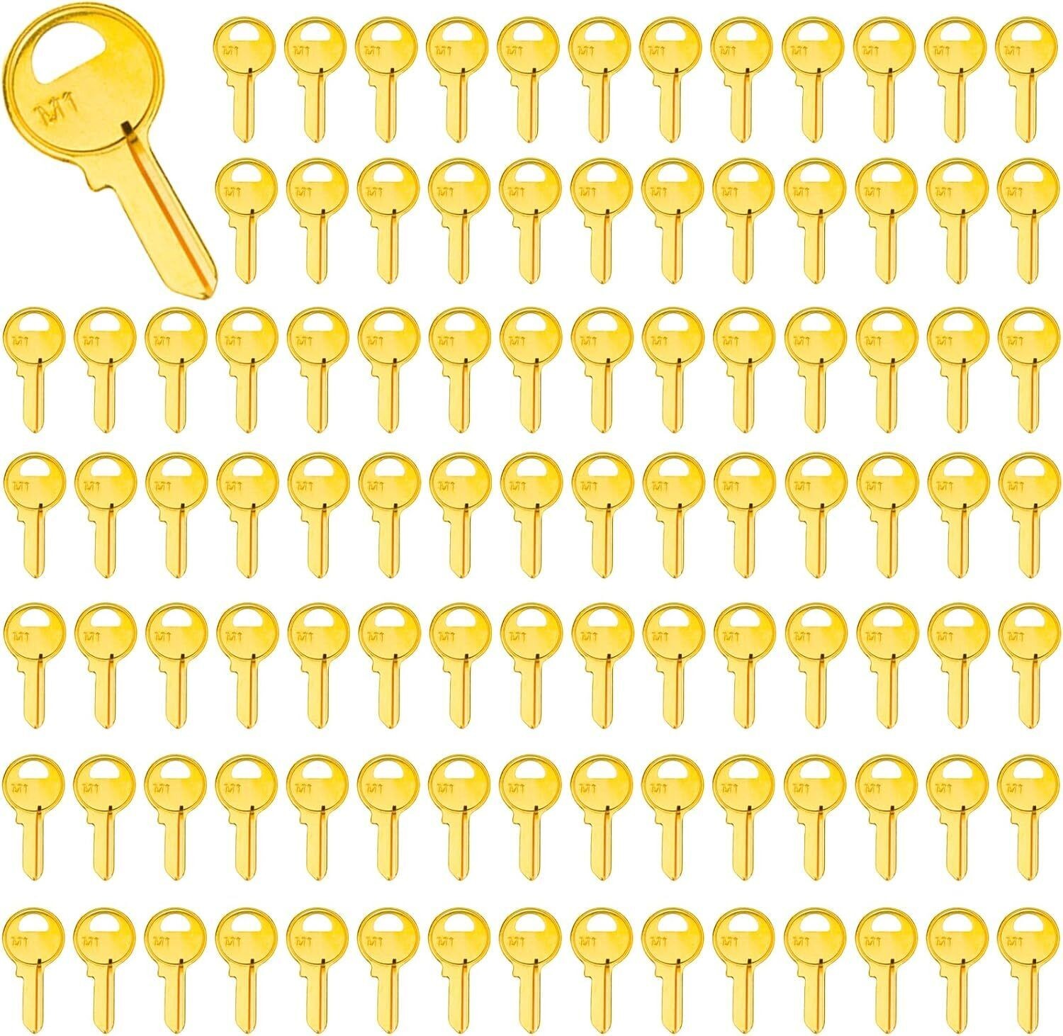 100PACK Brass Finish Key Blanks, M1 (MA1) Uncut Blank Keys .
