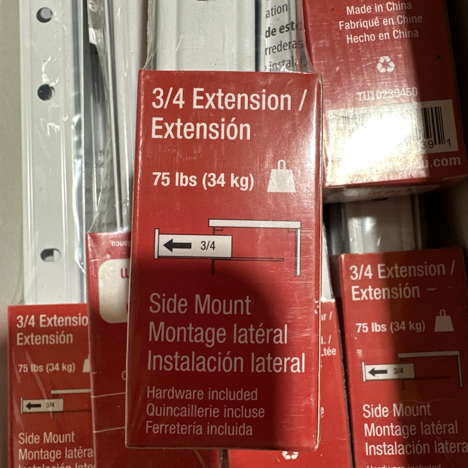 Richelieu Side Mount Drawer Slide White 18" x 3/4" TU10230450 2Pack [B2]