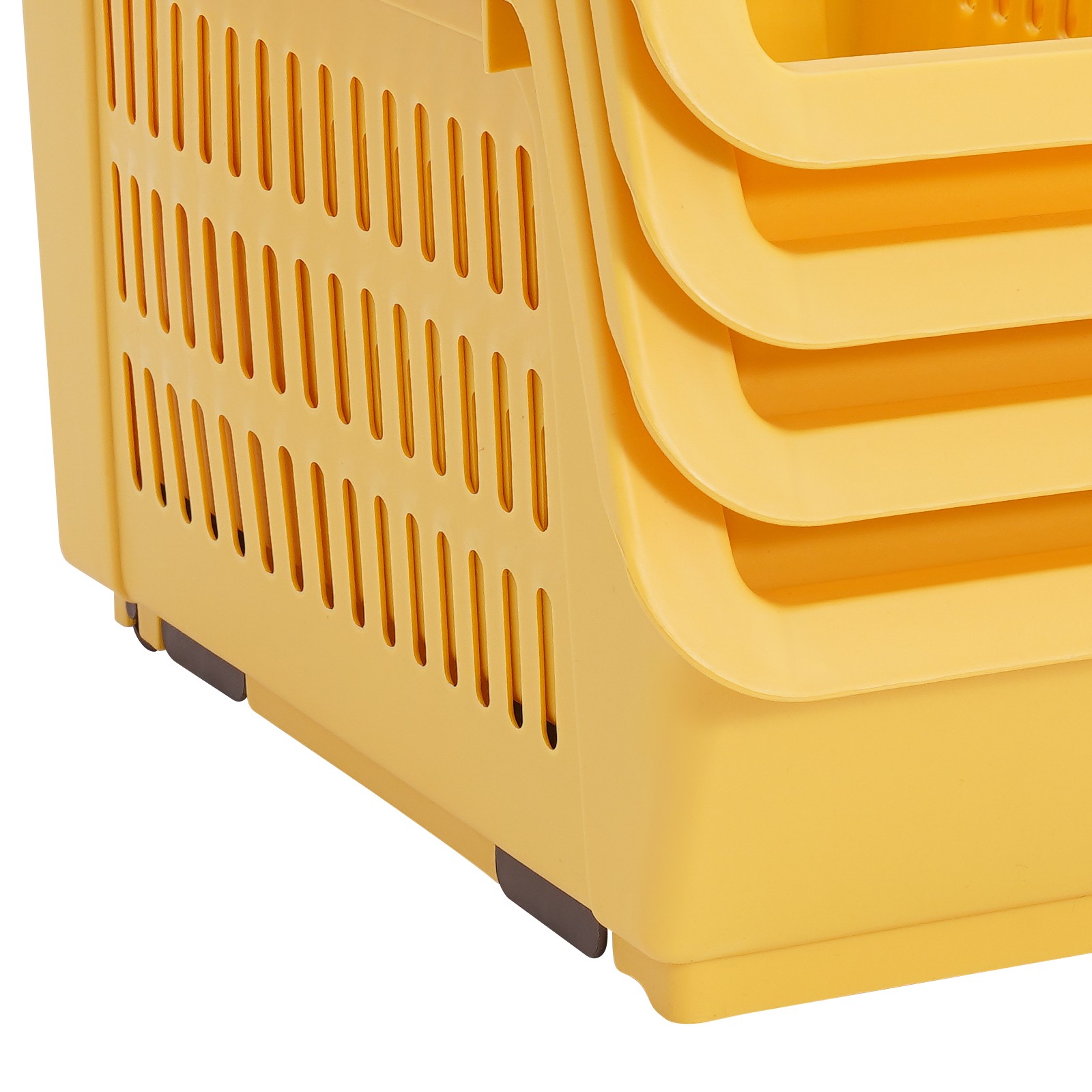 Stackable Plastic Storage Bins 4PC Yellow – Space Saving Organizer Set