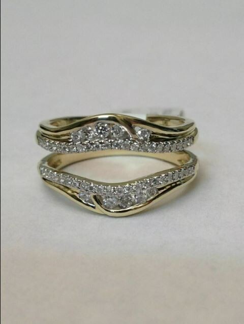 Enhancer 2CT Round Lab Created Diamond Guard Wrap Ring 14K Yellow Gold Plated
