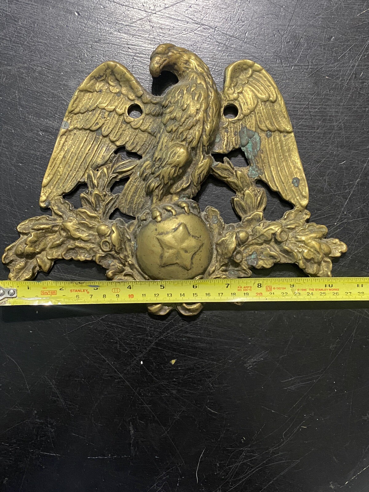 Vintage Solid Brass Military Eagle Plaque 10.5” x 9” 3 lbs