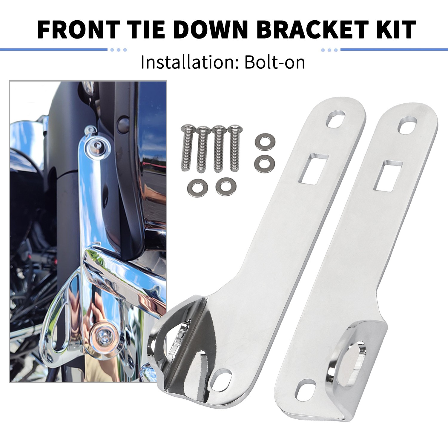 Iron Front Tie Down Bracket Kit For Harley Electra Glide Street 14-2023 Touring