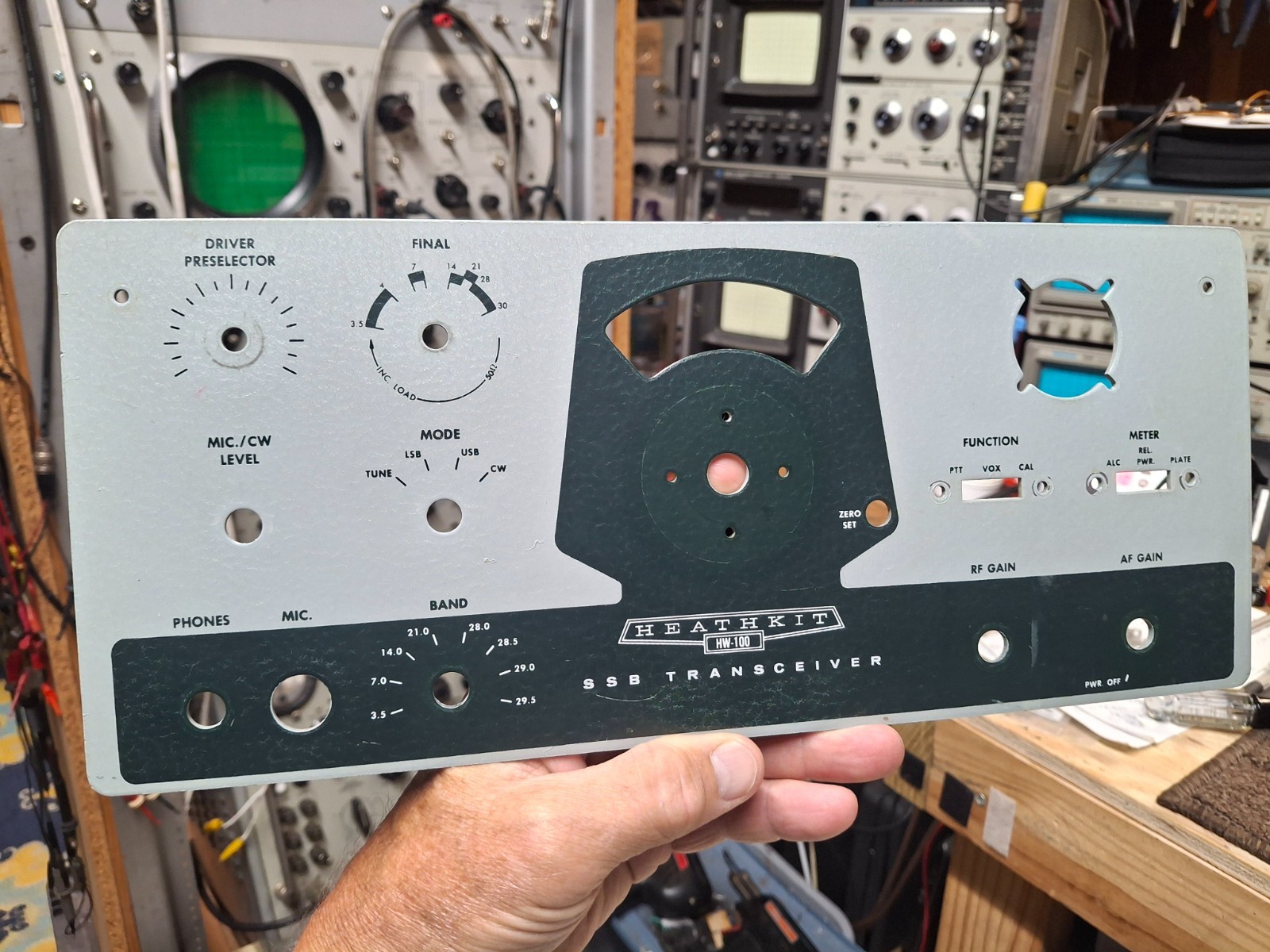 HEATHKIT HW-100 FRONT PANEL, Original Paint and Lettering, Minor Wear