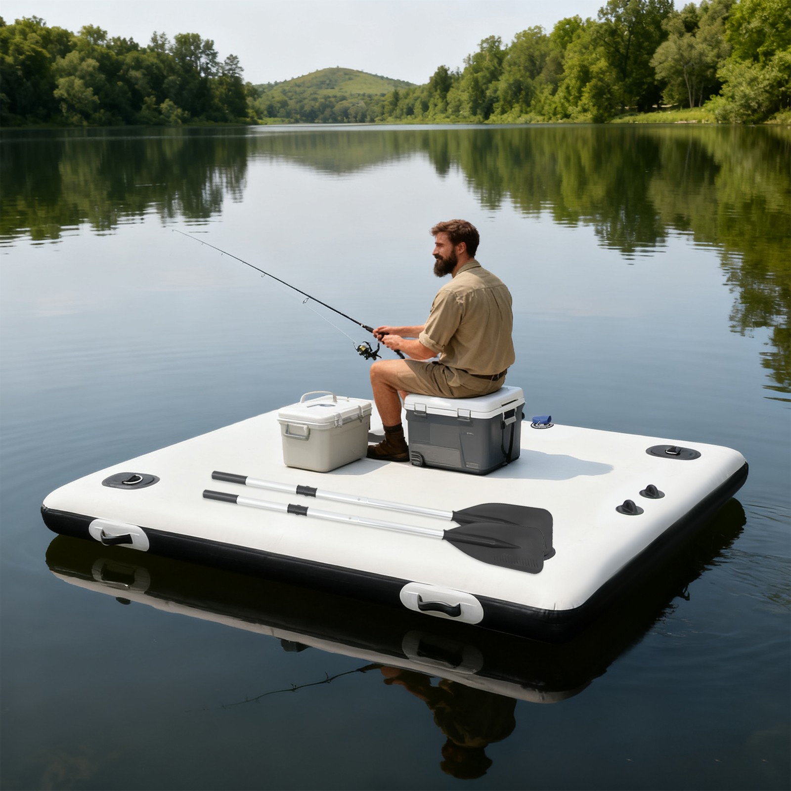 Portable Fishing Boat For Lake/swim Pool Inflatable Floating Fishing Platform