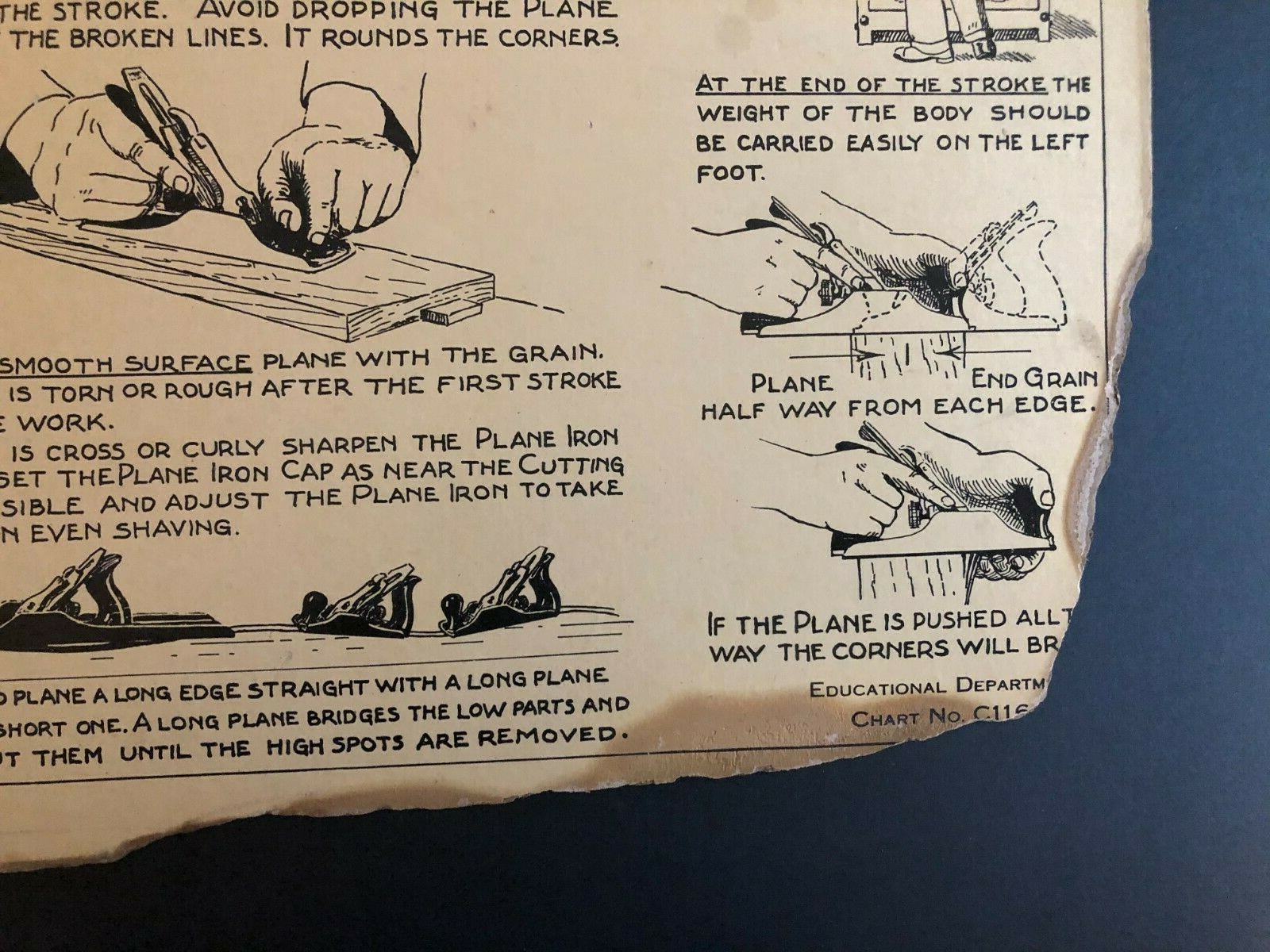 Vintage 1928 Stanley Tools Double Sided Pressboard Instructional Chart (13 / 14)