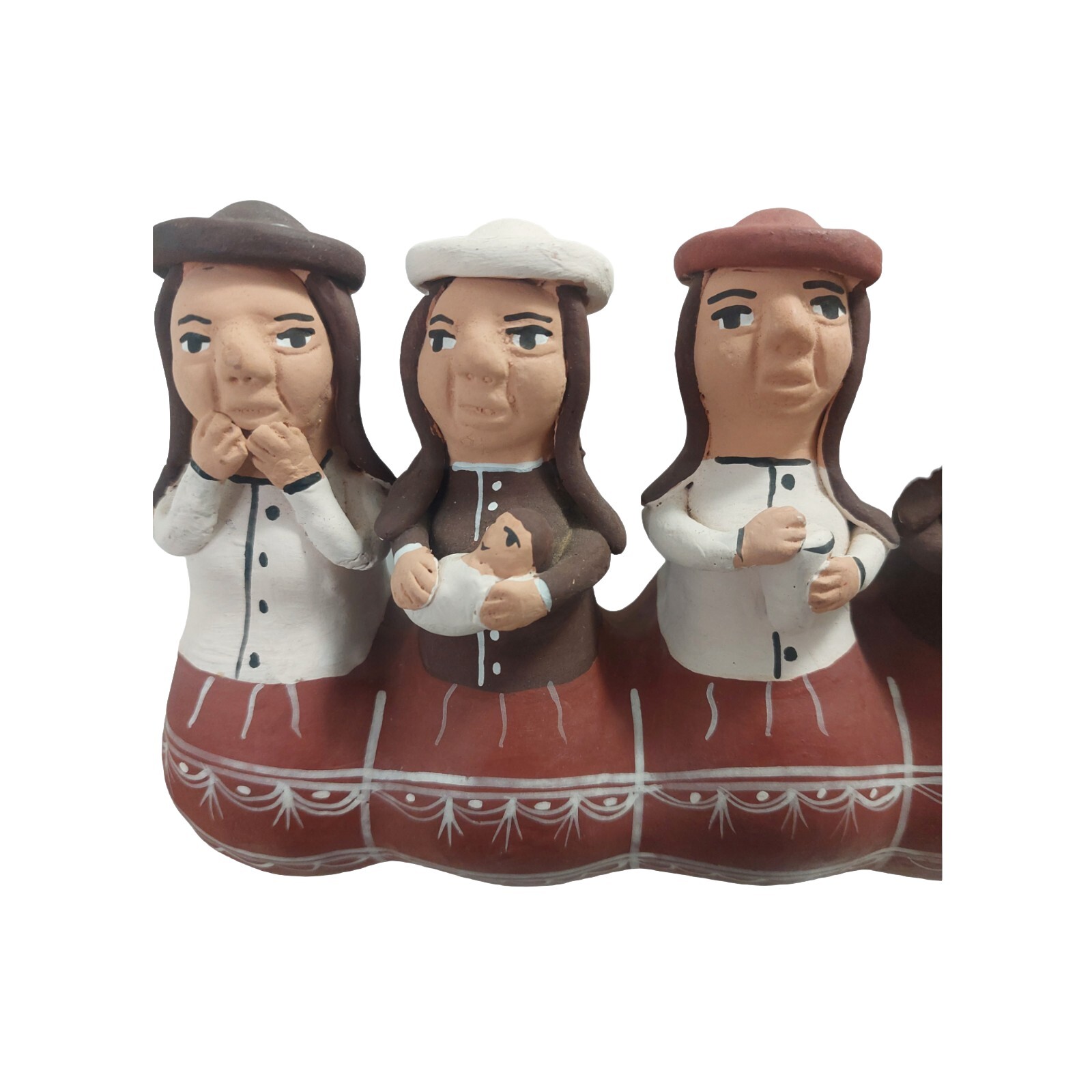 Peruvian Folk Art TerraCotta Figural Ladies Pottery Flute Handmade Instrument