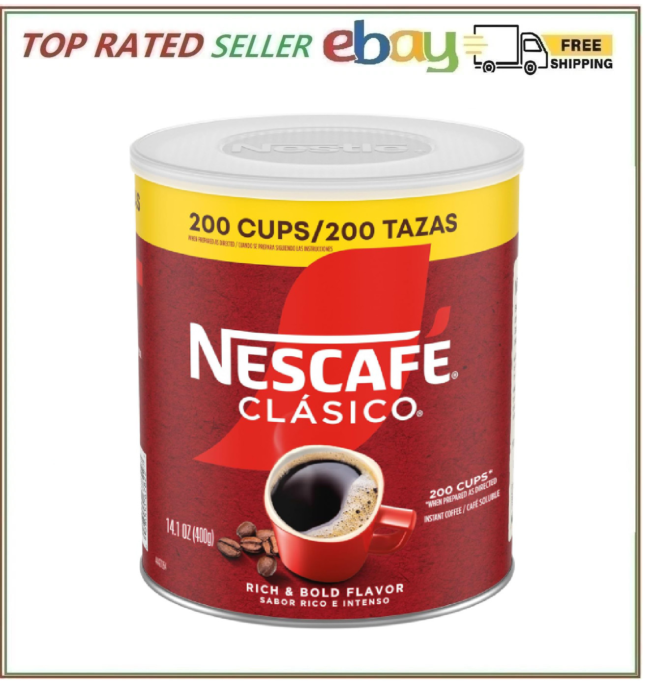 NESCAFÉ CLÁSICO Instant Coffee, Dark Roast Coffee, 1 Canister (14.1 Oz)
