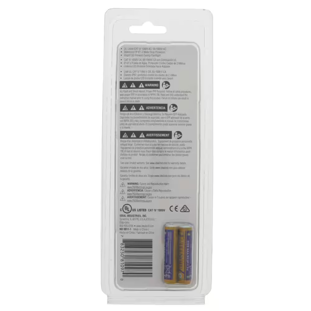 Single Range 50-Volt to 1000-Volt Non-Contact Voltage Sensor with Flashlight