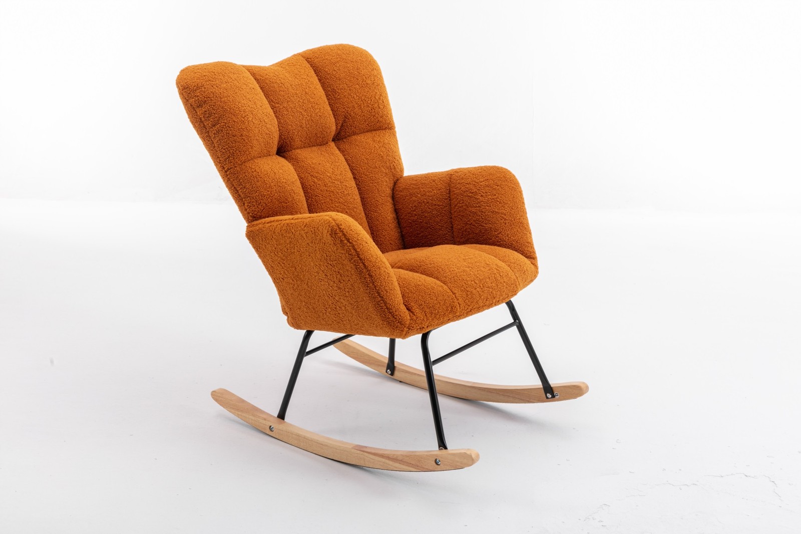 Teddy Fabric Rocking Glider Nursery Chair,Upholstered Glider Living Room Chair
