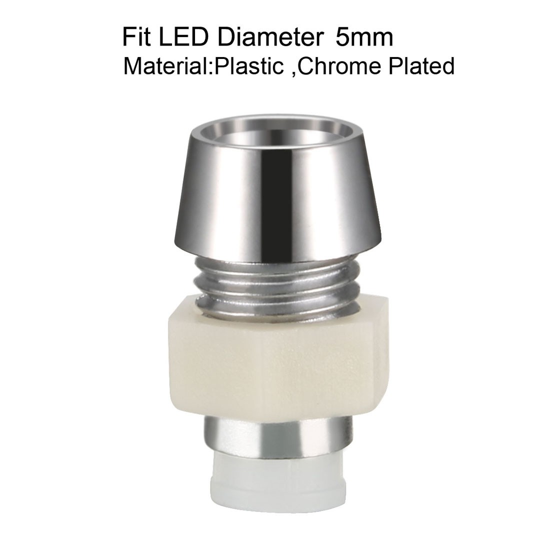 100 Pack 5mm LED Holder Light Bulb Socket Plastic Chrome Plated