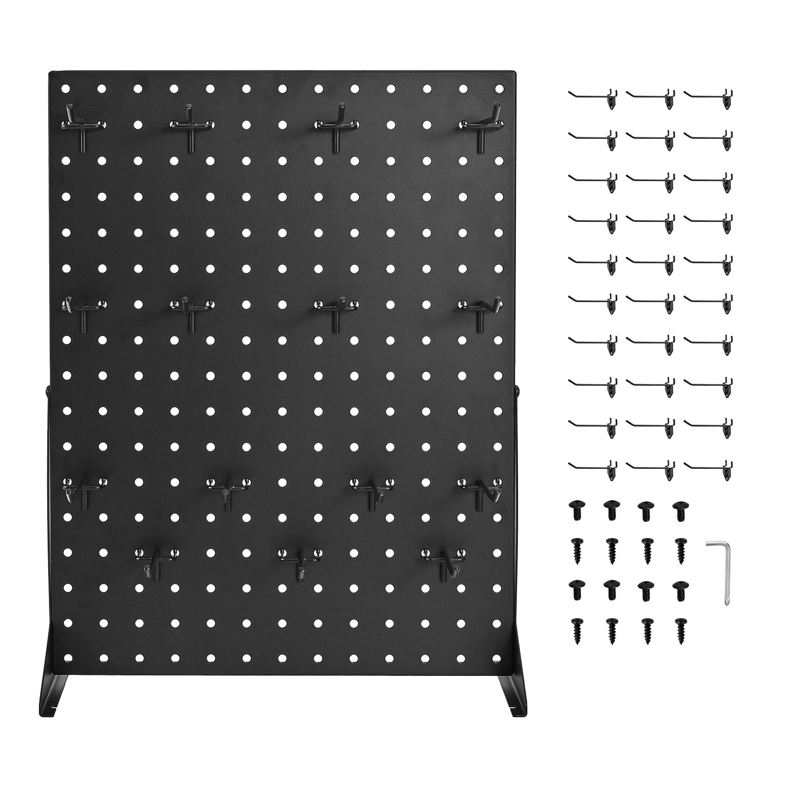 Uimoso Black Pegboard Stand with Panels and 30 Hooks (Set of 2)