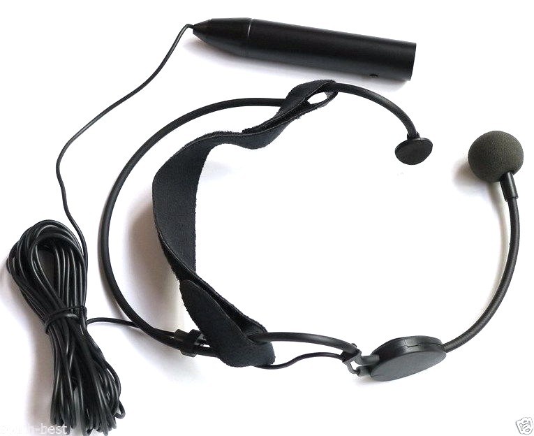 XLR 3Pin Phantom Power 48V Head worn Headset Microphones 195in. cable