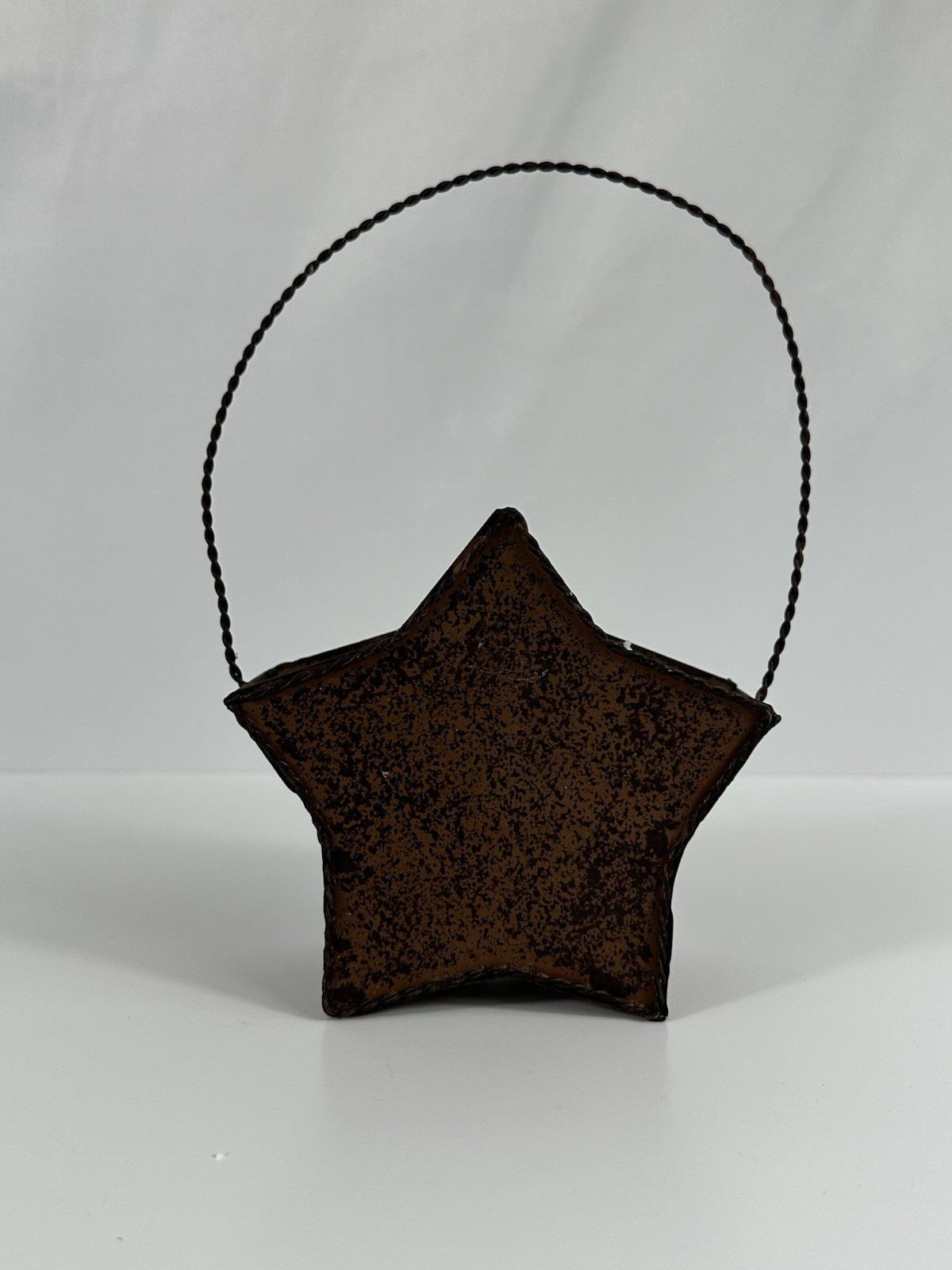 Vintage Brown Rustic Metal Star Basket with Foam