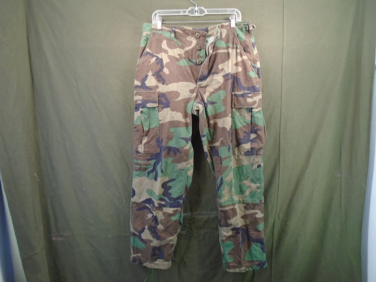 US Military Woodland Camo BDU Pants Trousers Twill Size Medium Short 2004 249-F