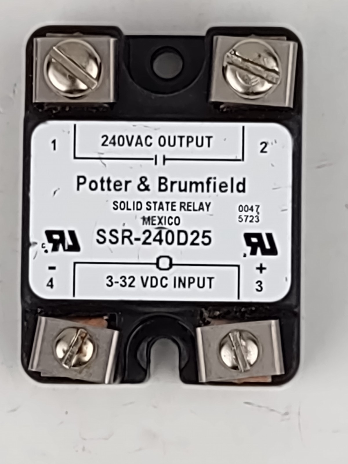 Potter & Brumfield Solid State Relay SSR-240D25, 3-32VDC Ctrl, 250VAC @ 25A Out