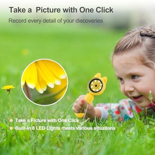 Kids Microscope, 30X Handheld Pocket Microscope for Kids with 2'' Screen& Light,