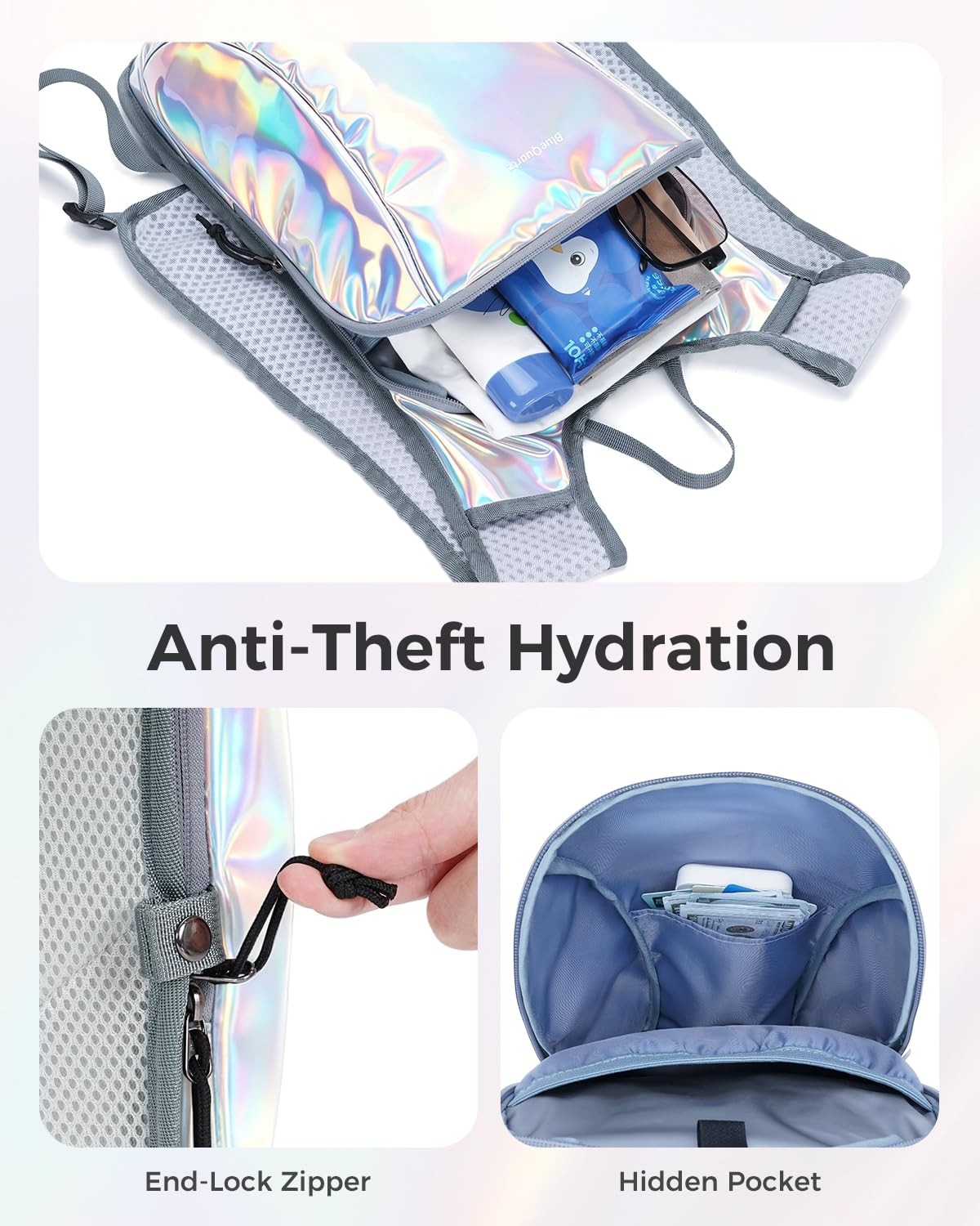 Rave Hydration Backpack, Reflective Hiking Pack with 2L Water Bladder & Phone...