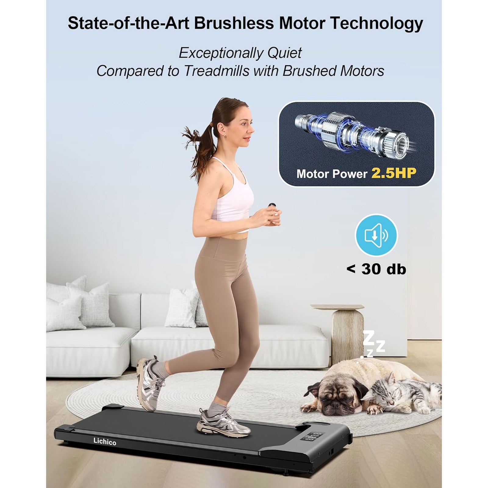 Lichico Walking Pad Treadmill, Portable Exercise Machine with Remote (Open Box)