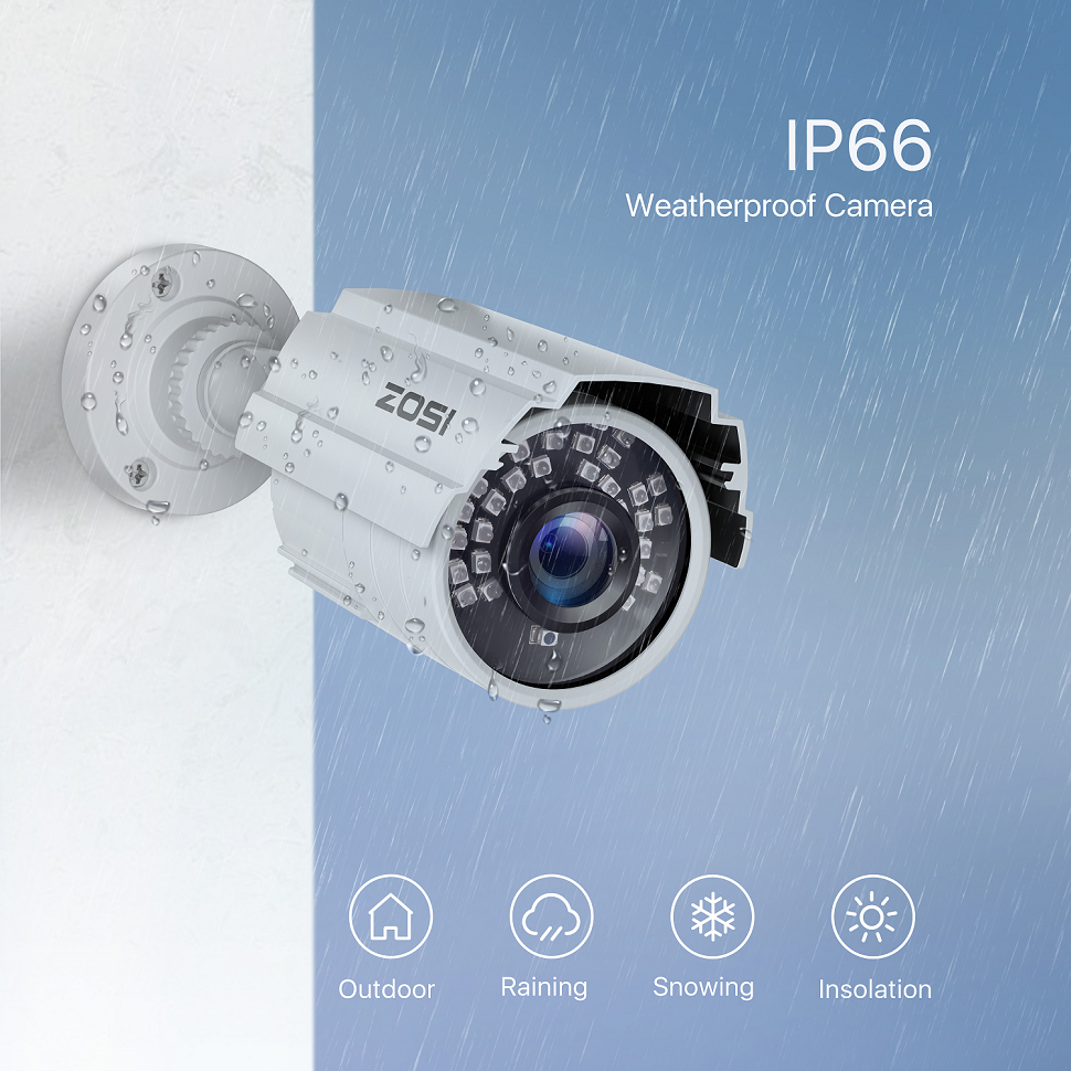 ZOSI 4PCS Surveillance 1080P Home TVI Security Cameras CCTV Outdoor Night Vision