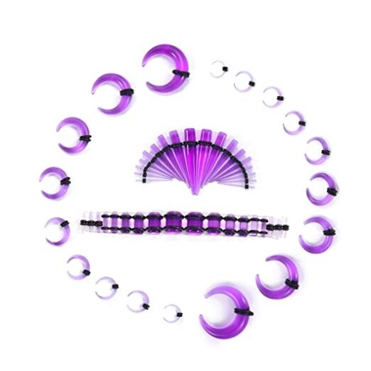Ear Stretching Kit 54 Pieces 14Gauges-00Gauges Earrings Piercing grape purple