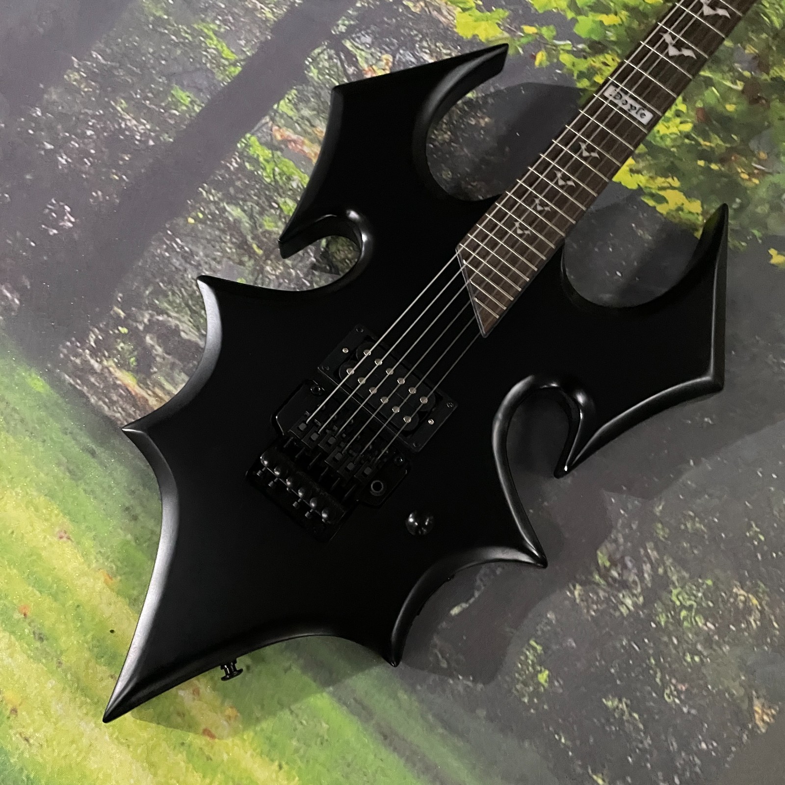Matte Bat Electric Guitar Black Parts Bat Inlay Rosewood Fingerboard Free Ship