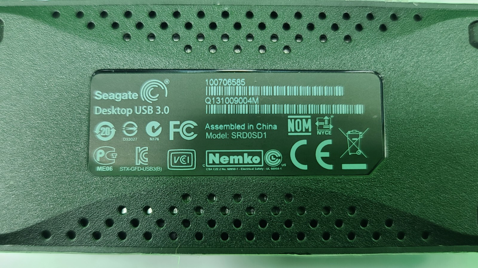 SEAGATE SRD0SD1 DESKTOP USB 3.0 AC ADAPTER PLUG
