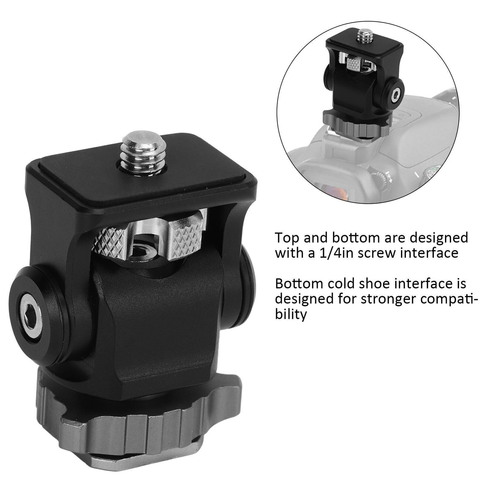 Field Monitor Swivel Mount Aluminium Alloy 1/4in Screw Interface Field Monitor