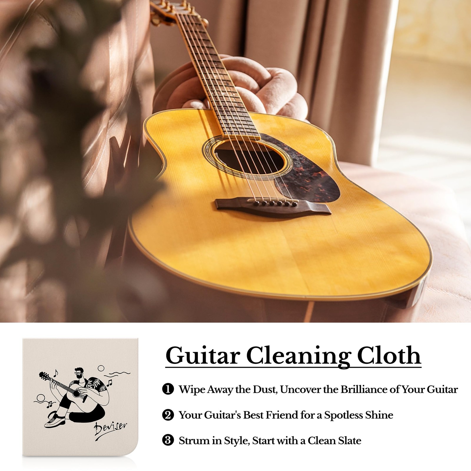 Deviser Guitar Cleaning Kit, Lemon Oil, Polish, String Cleaner, Winder,