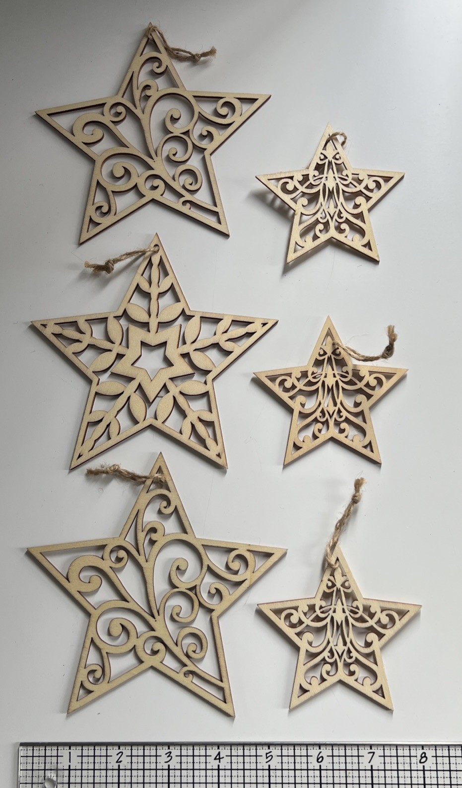 Lot 6 Laser Cut Wood Shapes Stars Craft Supply