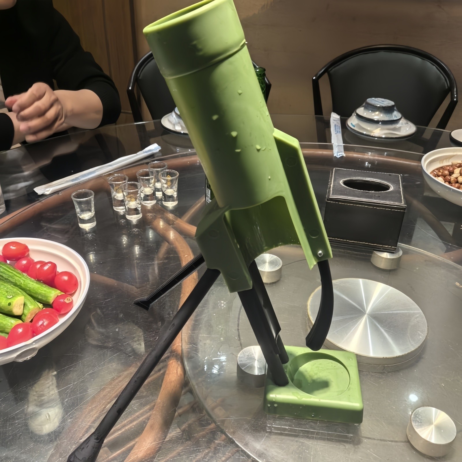 Beer Bottle Mortar Bottle Opener, Automatic Cap Launcher with Push-Down Action