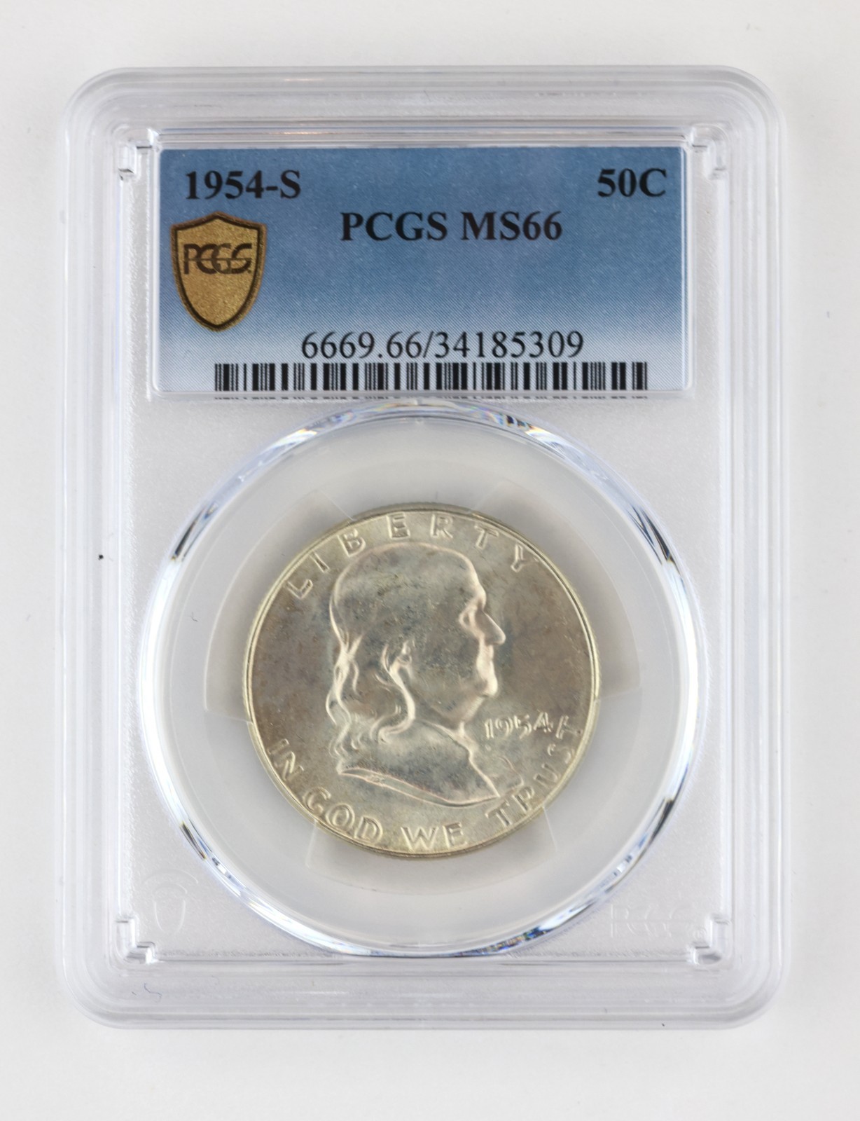 1954-S 50C Franklin Half Dollar • PCGS MS66 w Trueview