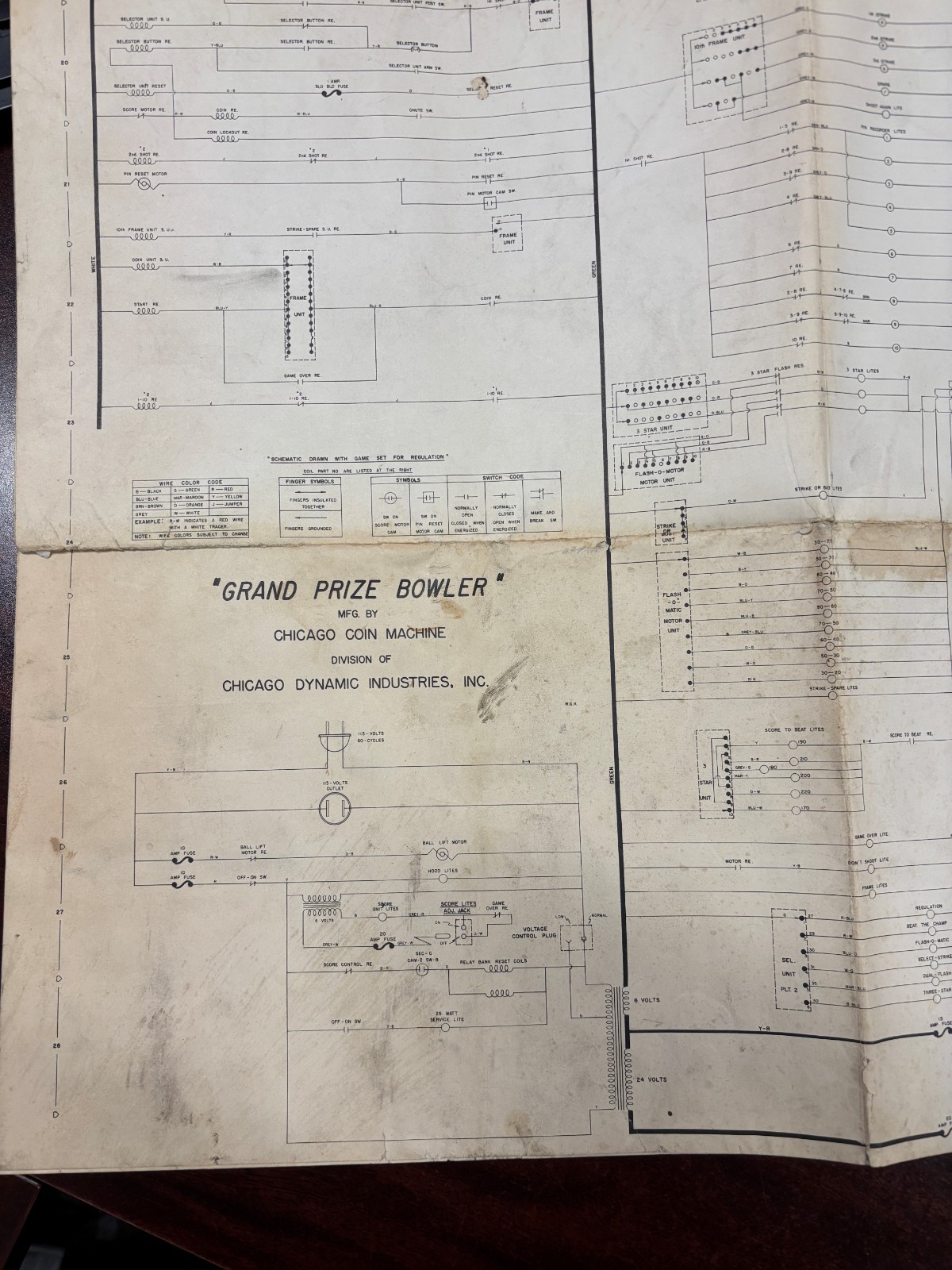 ORIGINAL-CHICAGO COIN-GRAND PRIZE BOWLER-SCHEMATICS