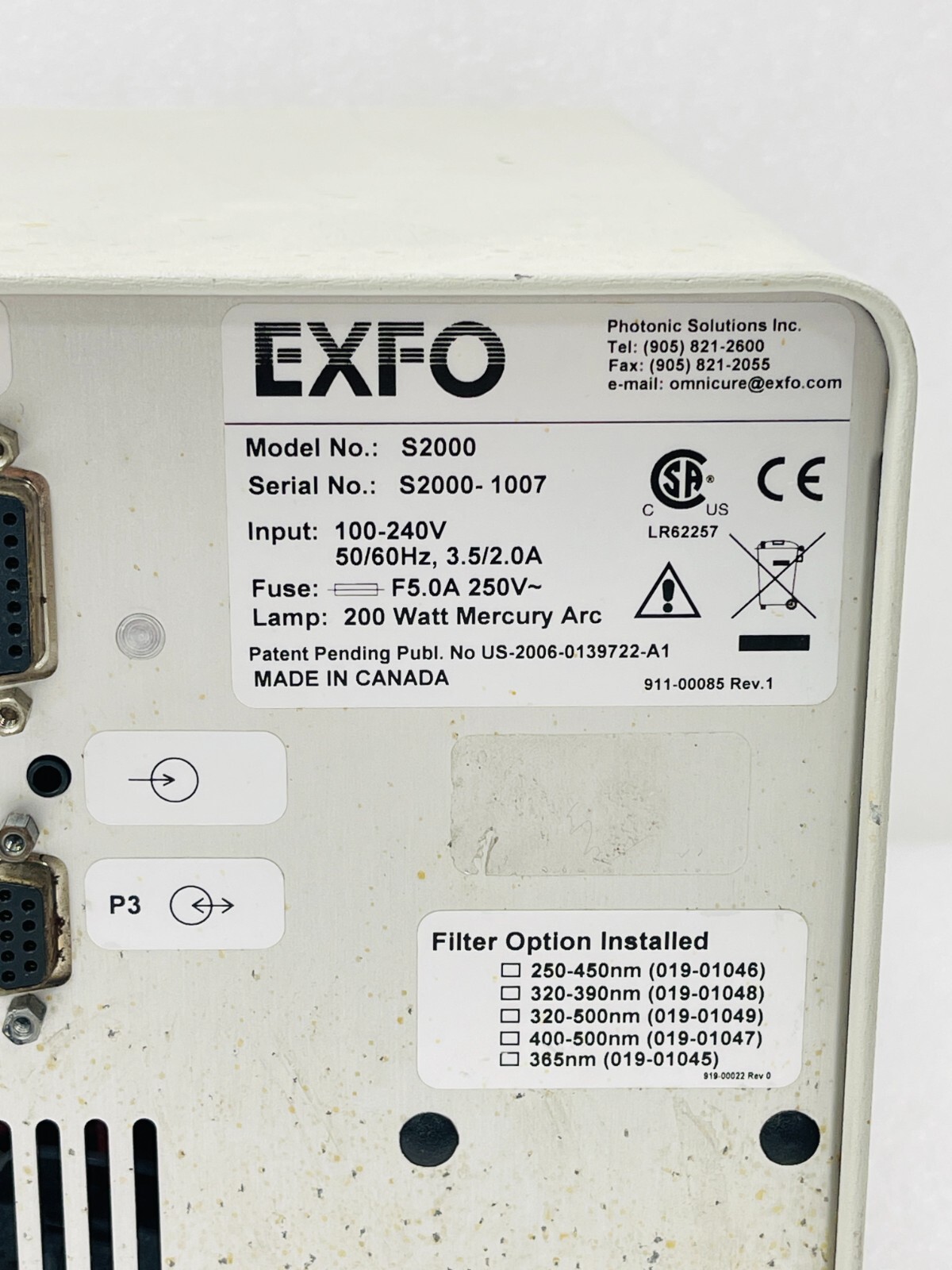 Exfo OmniCure Series 2000 S2001-0046 UV Curing System / FREE SHIPPING