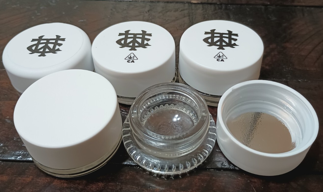 5 Pack Circular 9ml Glass Concentrate Jars With White Lids / Child Resistant