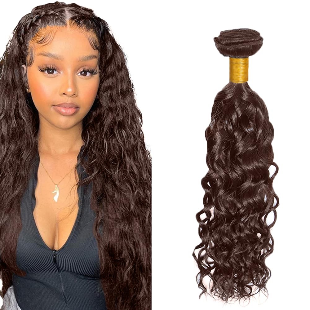 FuivJuix #4 Brown Water Wave Hair Bundles 22 Inch Brazilian Virgin Human Hair Ex