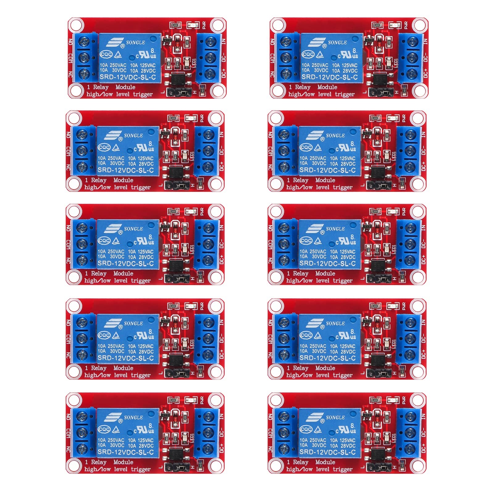 AEDIKO 10pcs Relay Module DC 12V Board 1 Channel with 12V-10pcs