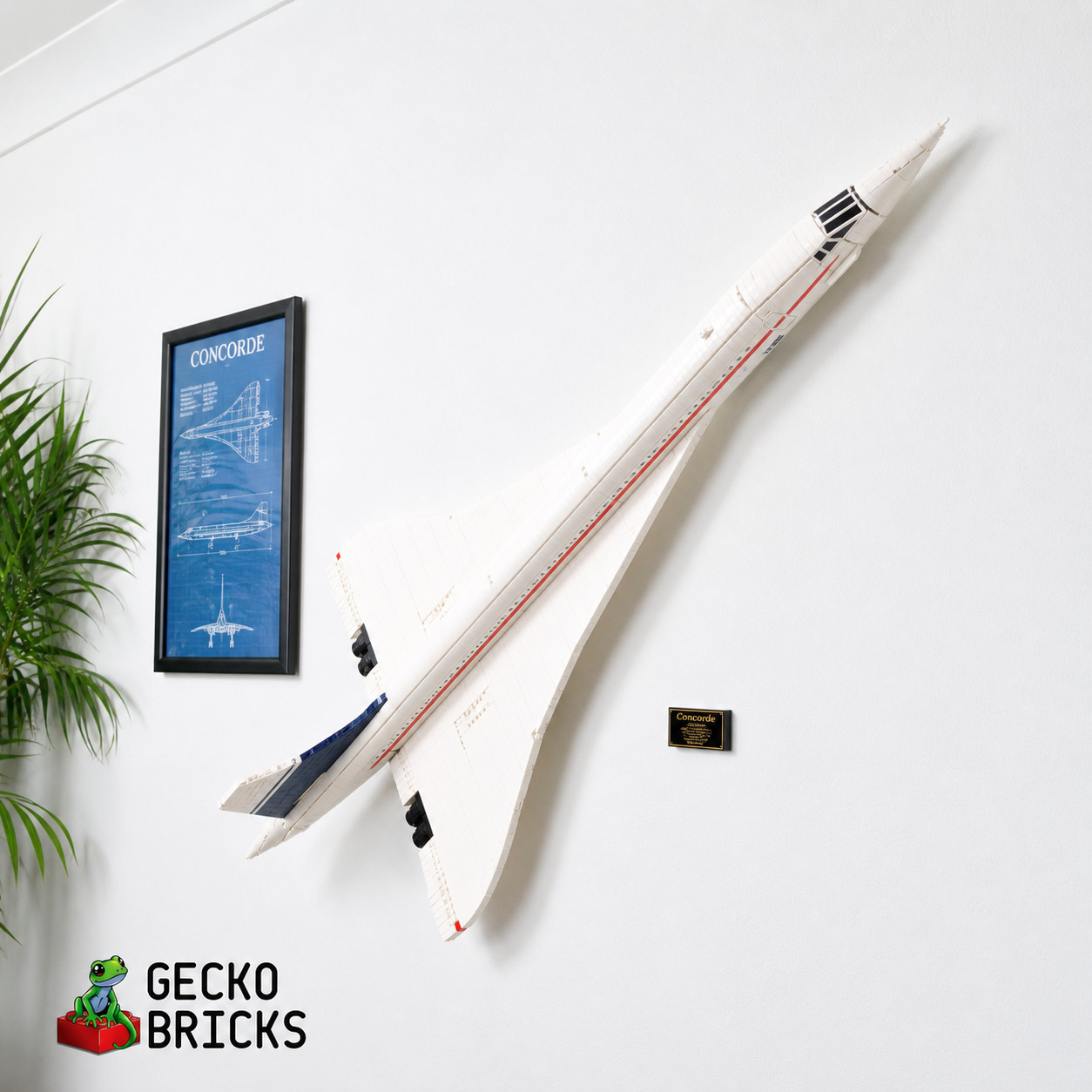 Flush Wall Mount Display for LEGO Icons Concorde Set 10318