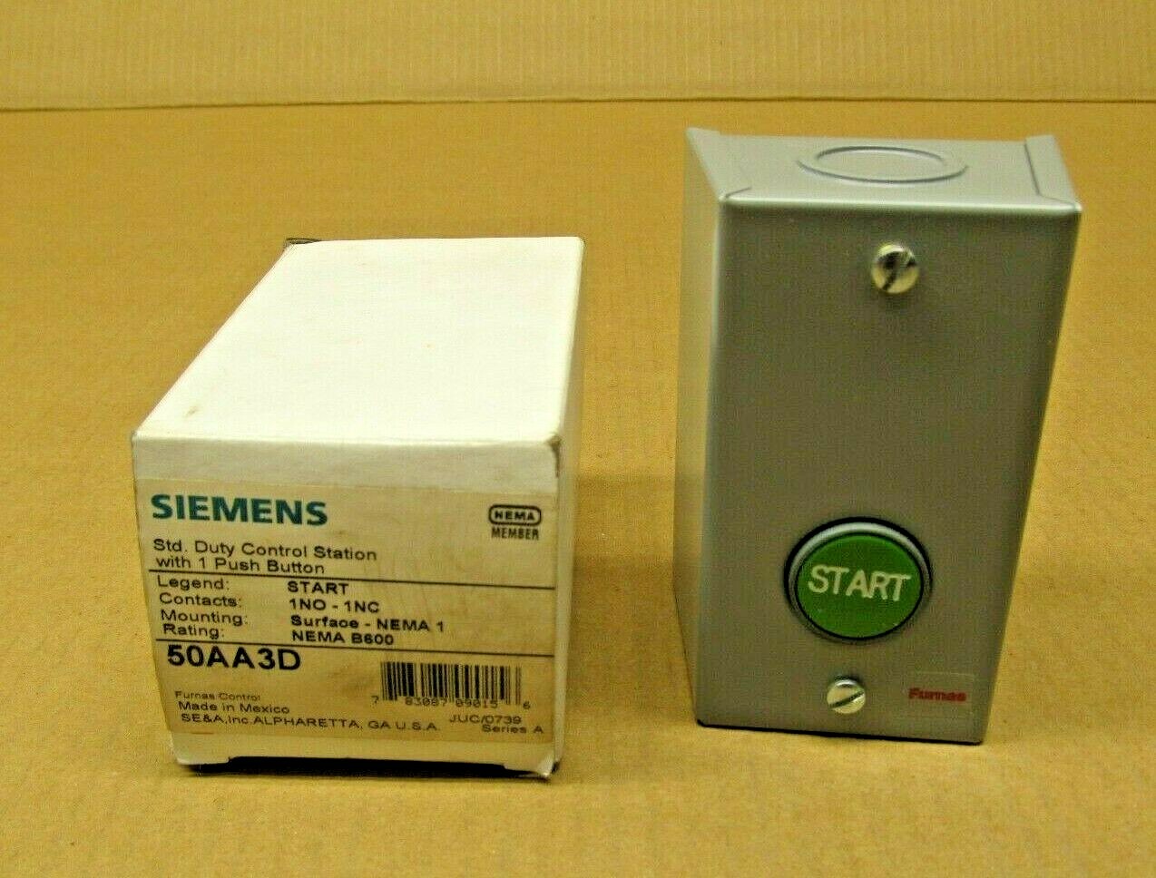 1 NIB SIEMENS 50AA3D NEMA B600 CONTROL STATION WITH PUSH BUTTON (2 AVAILABLE)