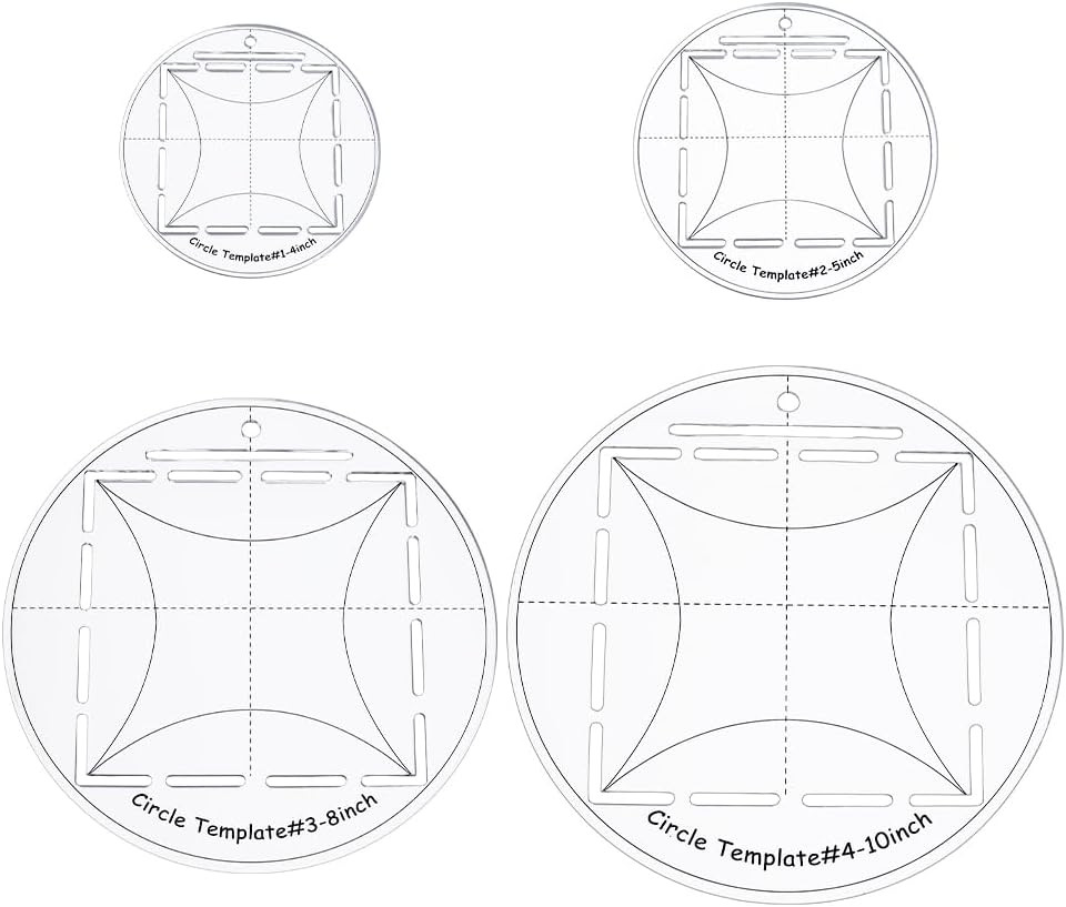 4Pcs Circle Quilting Template 4/5/8/10 Inch round Acrylic Circle Ruler Clear rou