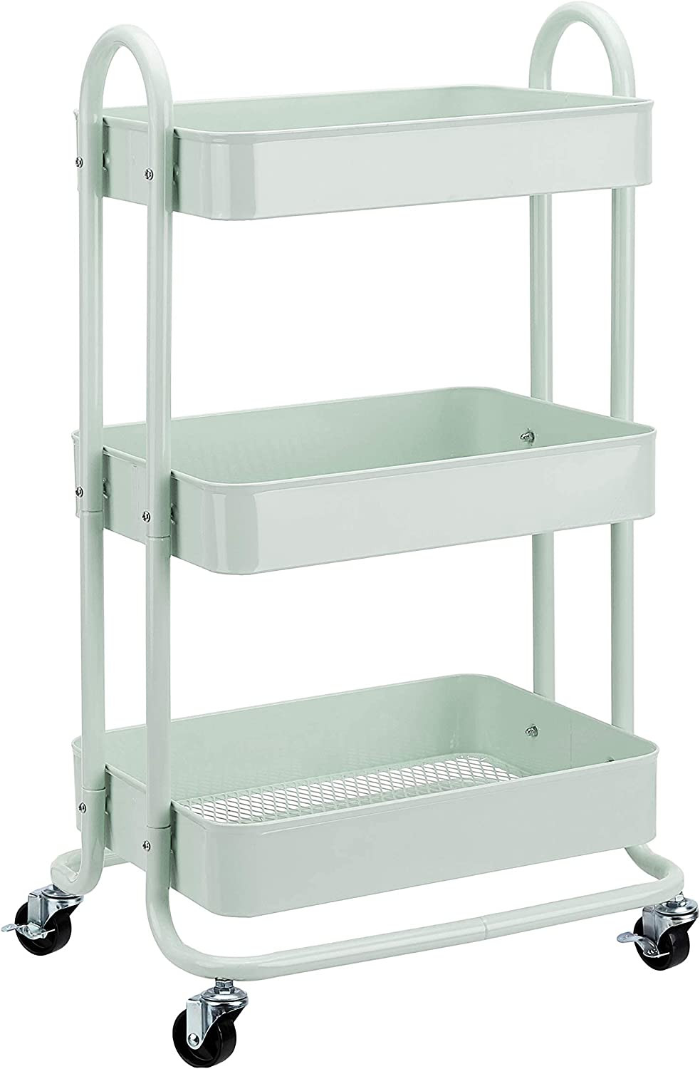 Basics 3-Tier Metal Rolling Utility or Kitchen Cart - Mint Green