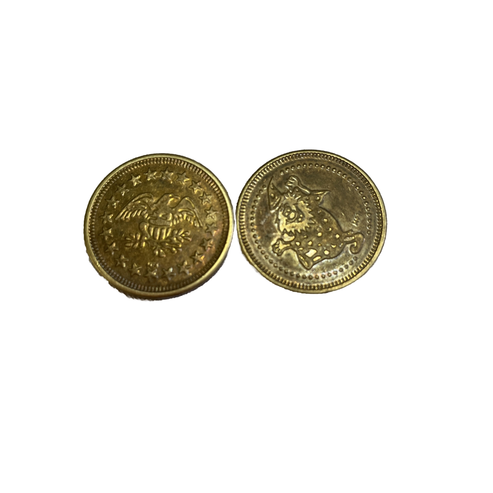 No Cash Vintage Token Lot Of 2 Circulated.